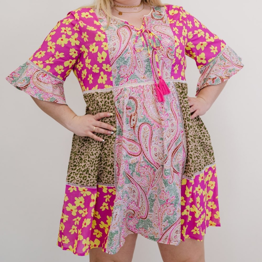 ODDI So Happy Together Full Size Run Patch Print Dress